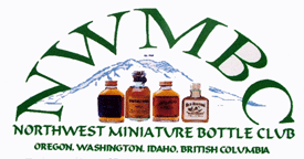 Northwest Miniature Bottle Club Logo featuring 4 miniature whiskey bottles and serving washington, oregon , Idaho and British Columbia